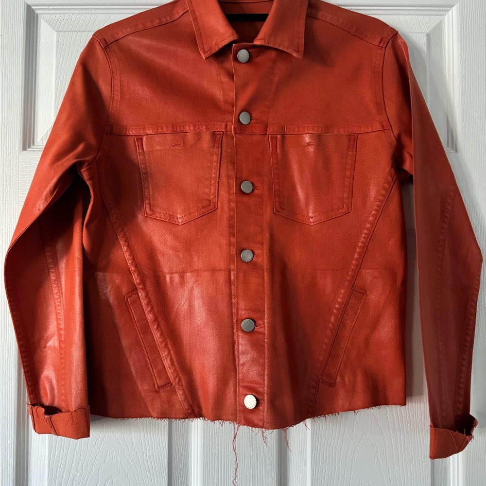 L’AGENCE Janelle coated denim Jacket orange SMALL